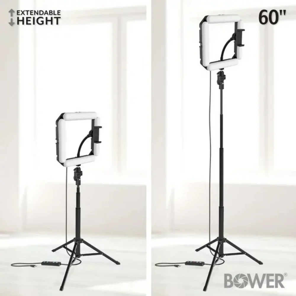 - Bower Quad White and RGB LED Ring Light and Tripod; Black